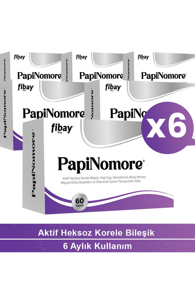 6 Boxes Papinomore 60 Capsules (Active Hexose Corleo Complex, Ganoderma, Green Tea Extract)