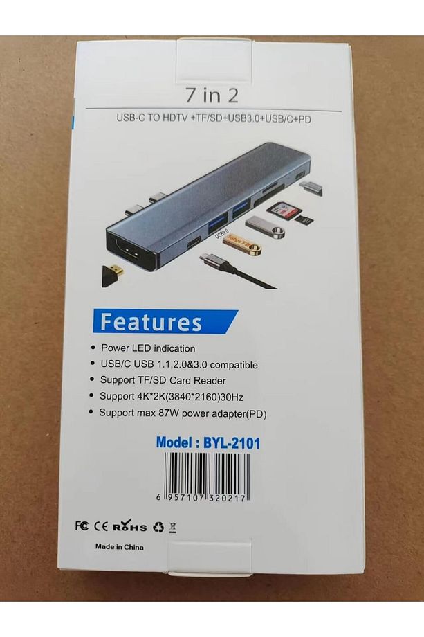 Macbook Pro MacBook Air Uyumlu 7in2 USB C Adapter with 4K HDMI,USB 3.0,SD/TF Card Reader,USB C port - 8