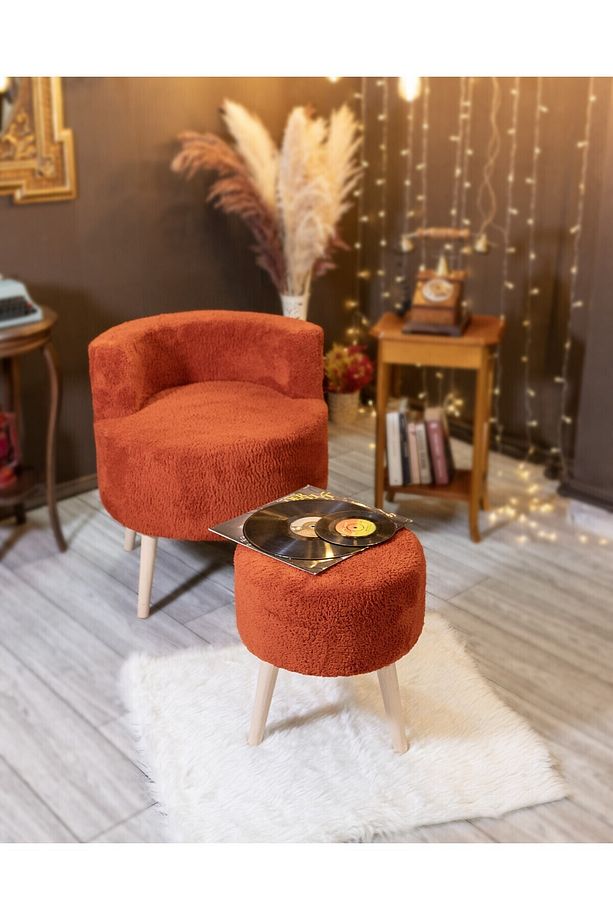 TARÇIN Çay Seti Tekli Koltuk Berjer Ve Puf Takımı (salon, Balkon, Ofis) 2 li Takım - 1