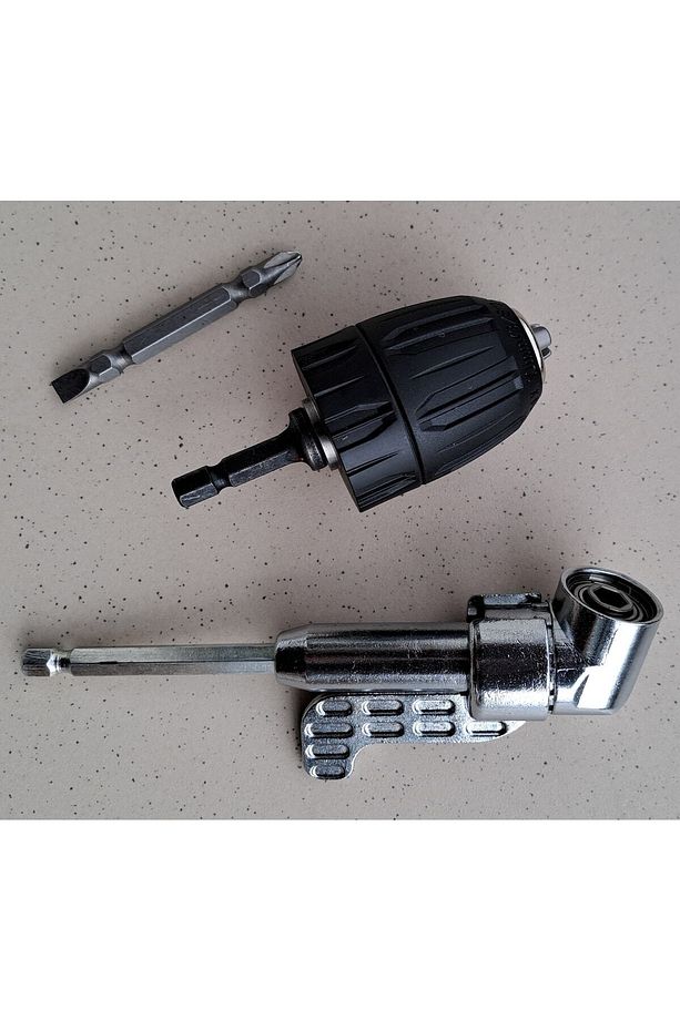 Mandrenli Köşe Vidalama Delme Kör Nokta Aparatı 1/4 Hex Matkap Vidalama Adaptörü Altıgen Saplı 3lü - 2