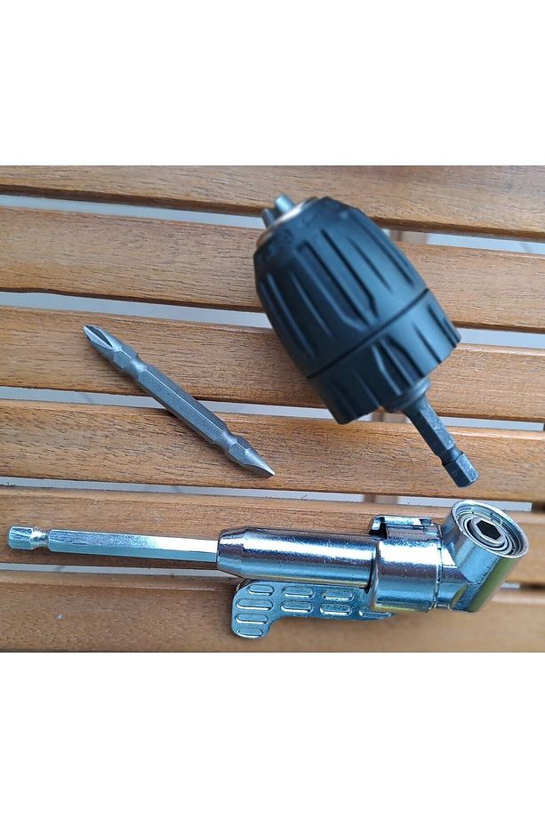 Mandrenli Köşe Vidalama Delme Kör Nokta Aparatı 1/4 Hex Matkap Vidalama Adaptörü Altıgen Saplı 3lü - 5