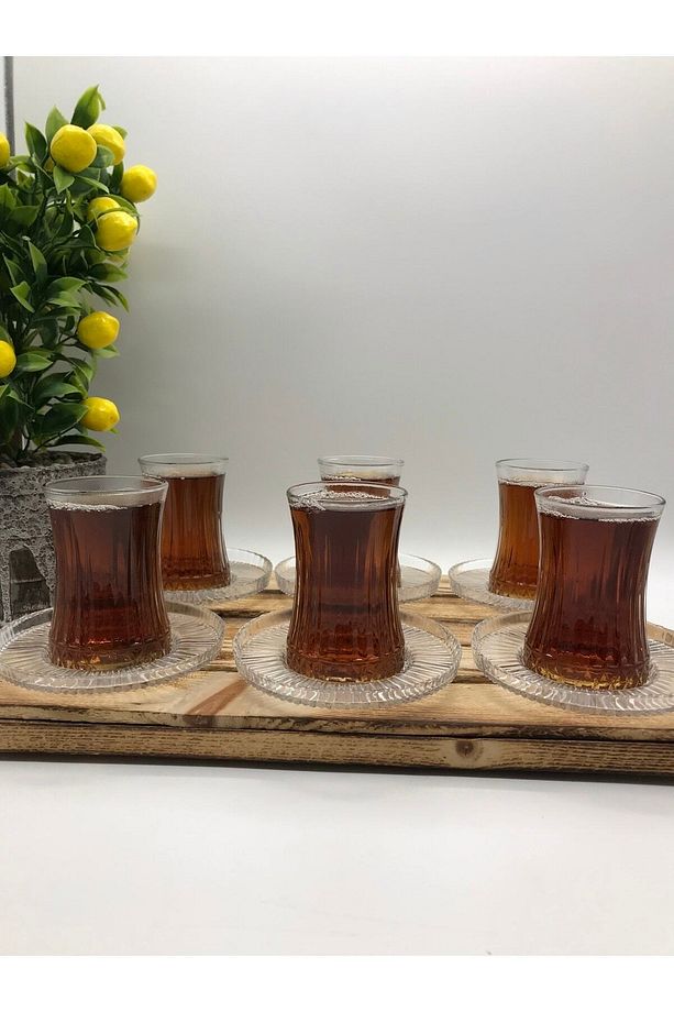 Linea Model Çay Takımı 12 Parça-6 Adet Linea Model Çay Tabağı 6 Adet Paşabahçe Elsyia Çay Bardağı - 3