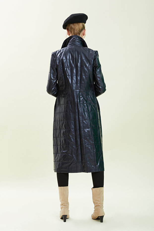 Lacivert Kapitone Kaban - 2