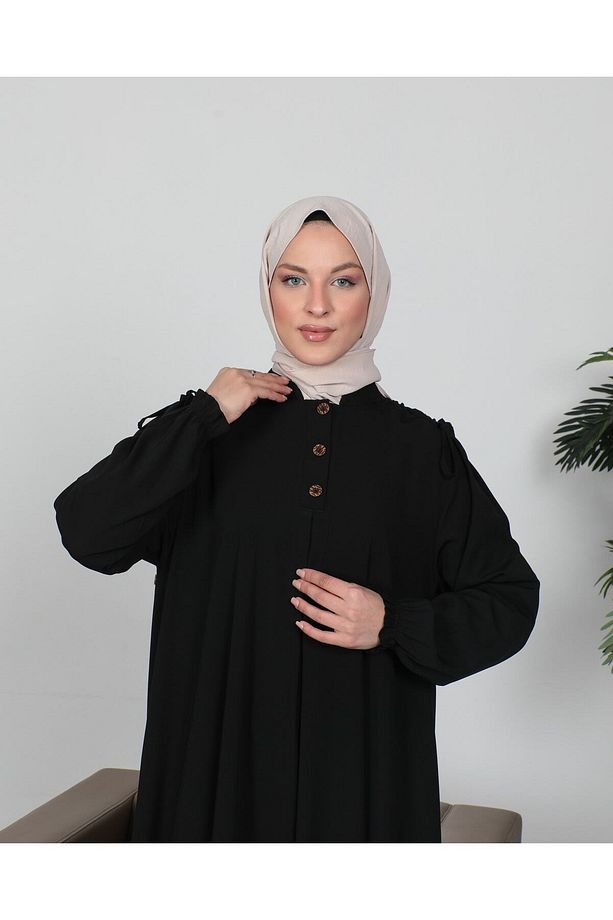 Mevlana Medine Ipeği Siyah Elbise - 5