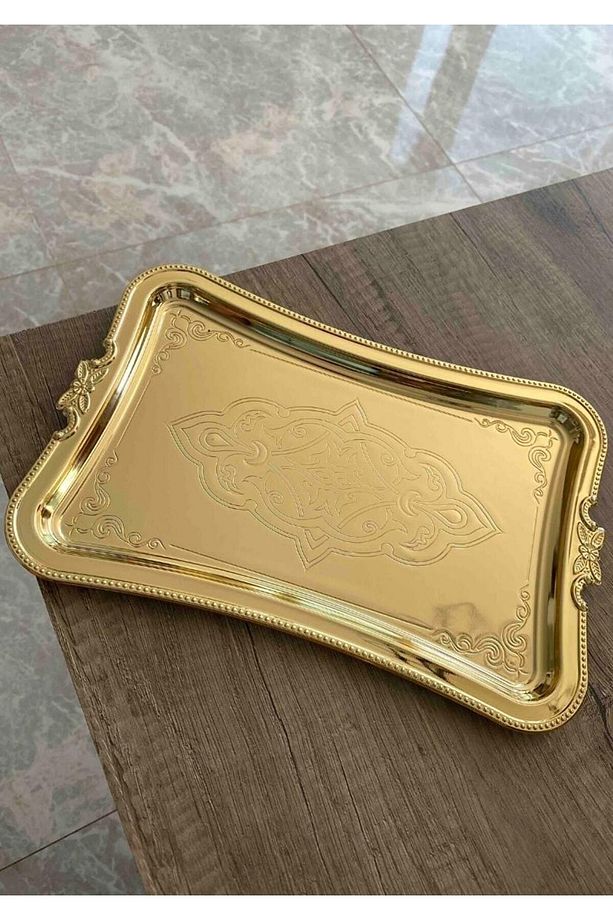 2 Adet Kahve Sunumluk Tepsi ( Metal 2 Adet Gold ) - 8
