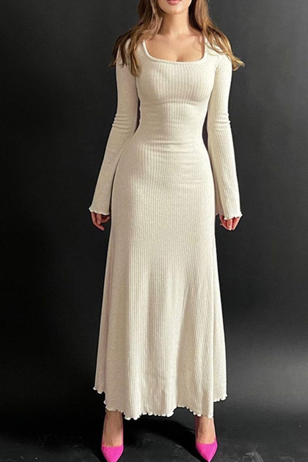 Women's Ecru U-Neck Dirty Stitching Camisole Dress