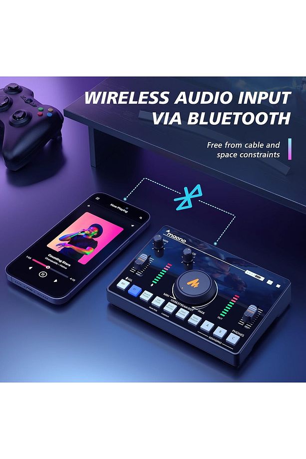 MaonoCaster AMC2 Profesyonel Ses Mikseri, Bluetooth, 48V Fantom Besleme, Podcast ve Canlı Yayın İçin - 3