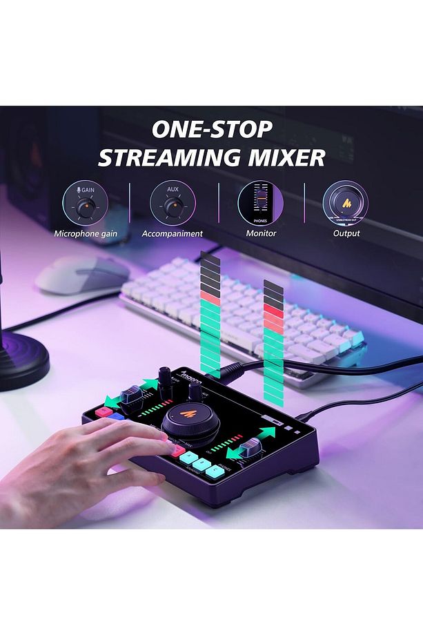 MaonoCaster AMC2 Profesyonel Ses Mikseri, Bluetooth, 48V Fantom Besleme, Podcast ve Canlı Yayın İçin - 4