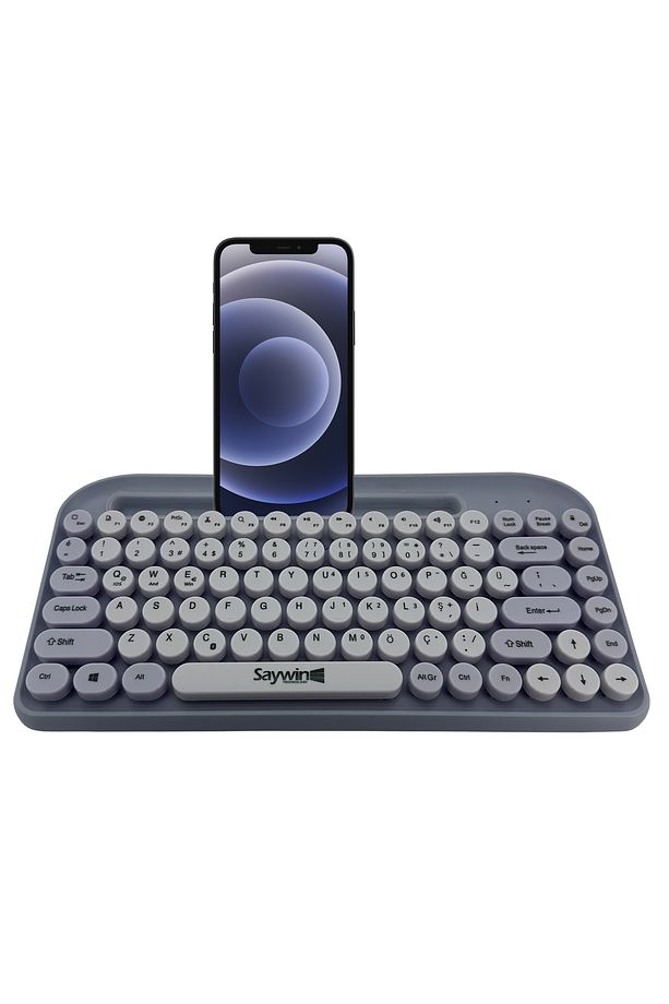 Bluetooth Klavye Renkli Retro Kablosuz Klavye Daktilo Görünümlü Tuş Tasarımı Pilli Klavye SW-05 - 7