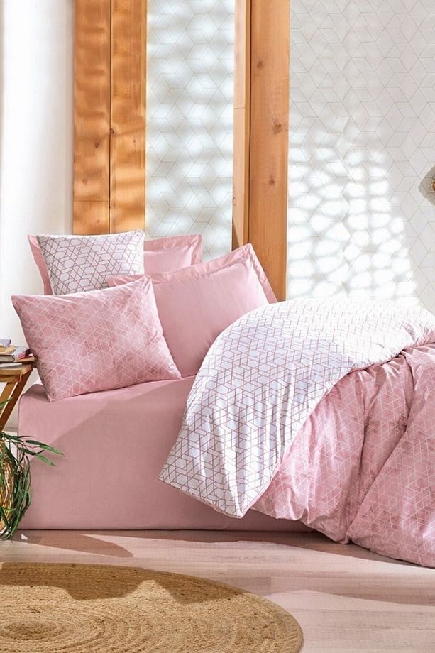 Best - Pembe Minimal Çift Kişilik Nevresim Takımı - 1