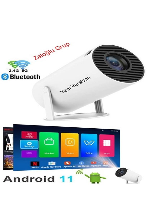Taşınabilir Yeni Model Projeksiyon Türkçe Menü Smart Android 11 Yüklü 130 Inç 4k - 6