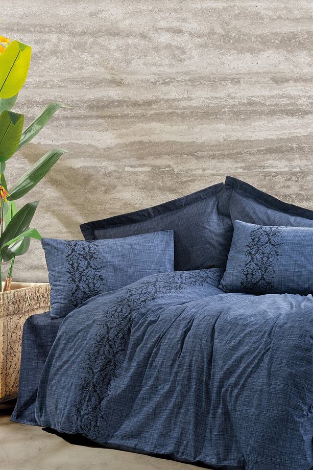 Plain Tek Kişilik Nevresim Takımı Sooty Denim - 1