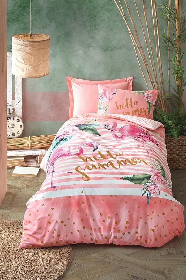 Genç Odası Tek Kişilik Nevresim Takımı Hello Summer Pembe - 1