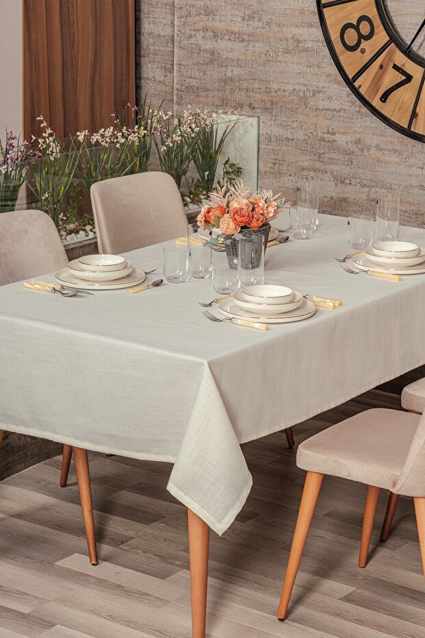 Plain Masa Örtüsü Krem 155x220 - 1