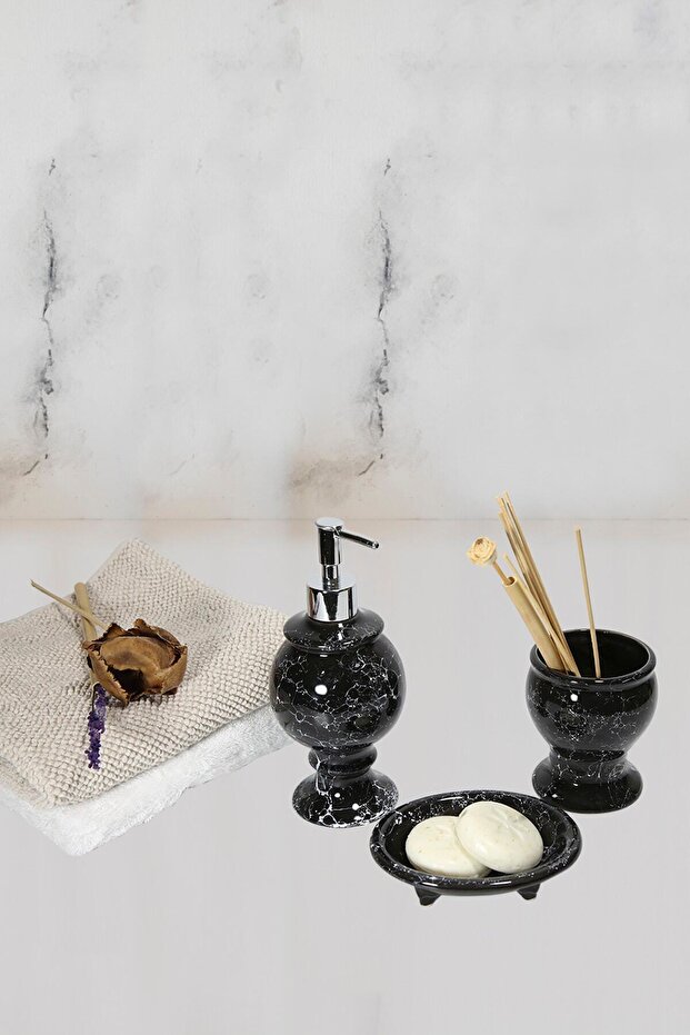 Black Foam Patterned Bathroom Set 3 Pieces