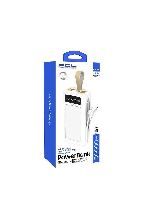 PW-85 30000 Mah Lcd Gösterge 4xUSB Dahili Lightning Type-C, Mikro Powerbank - 1