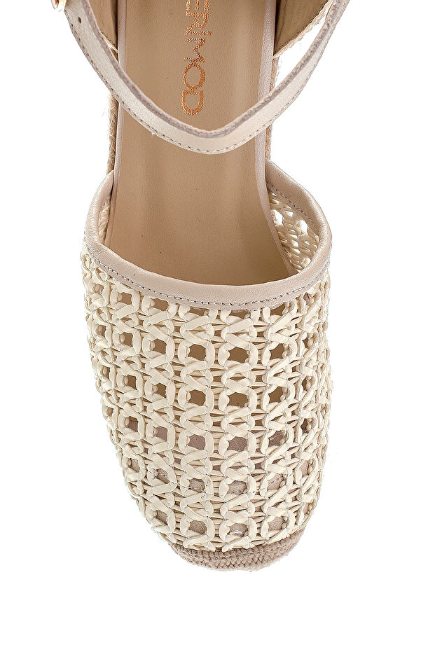 Kadın Deri Dolgu Topuklu Espadril - 5