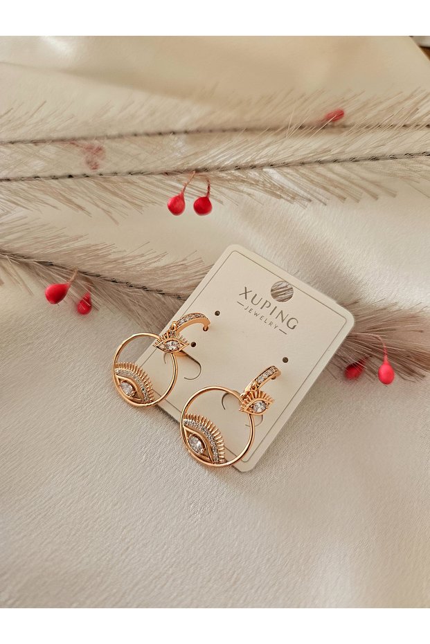 Xuping Earrings Zircon Jewelled Eye Detail Earrings Non-Tarnish Earrings