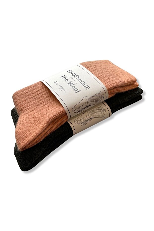 Endémique Studio The Wool VL Bone-Kadın Çorap - 4