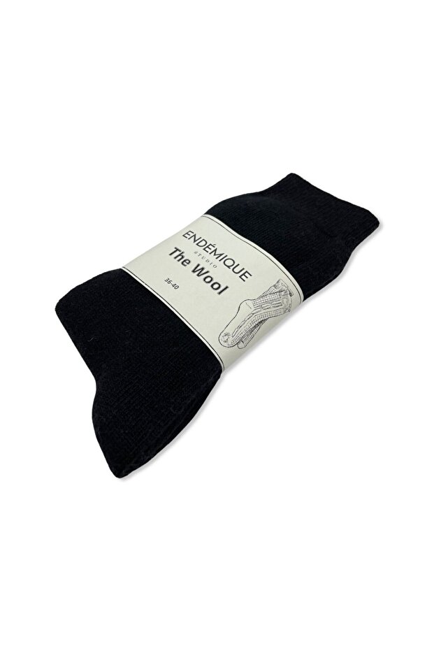 Endémique Studio The Wool Plain Black-Kadın Çorap - 1