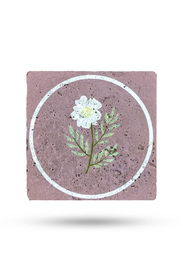 Natural Stone Trivet 20x20cm Purple Background Flower Printed Stone Trivet