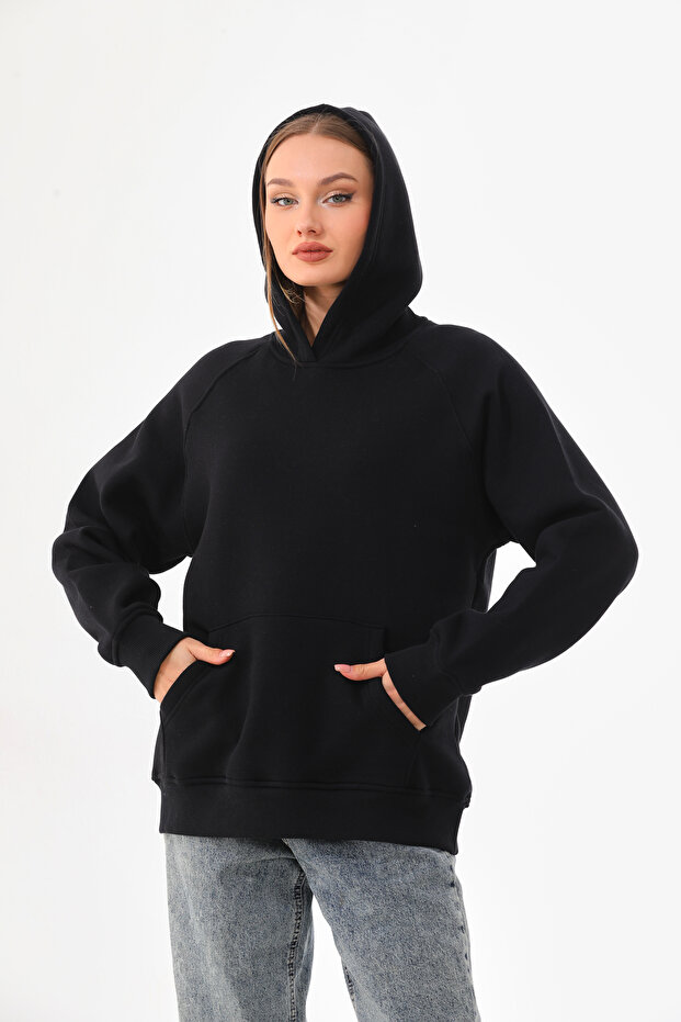 Kapüşonlu Oversize Sweatshirt - 4