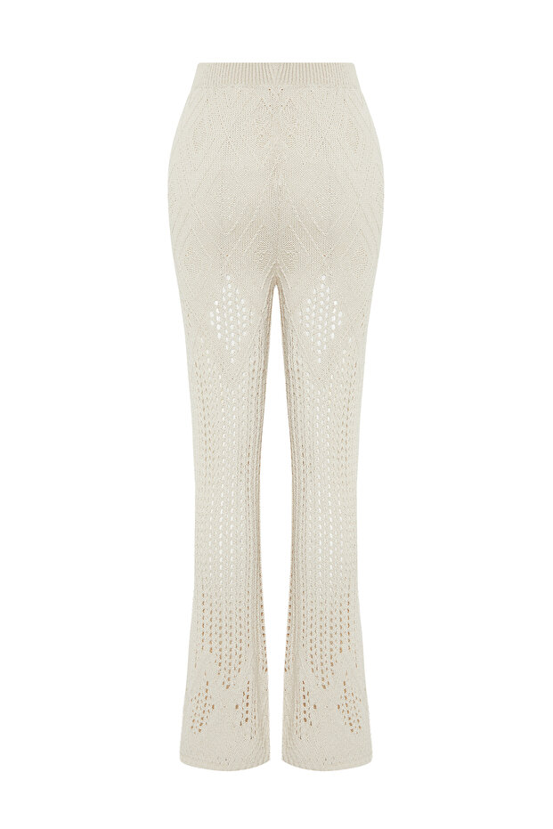 Taş Ajurlu/Delikli Bohem Geniş Paça Triko Pantolon TWOSS24PL00034 - 8