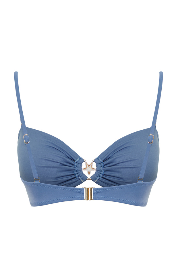 Mavi Straplez Kaplı Döküm Aksesuarlı Bikini Üstü TBESS24BU00150 - 8