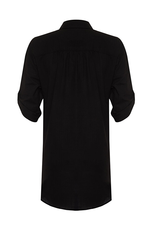 Plaj Giyim Siyah Dokuma Mini Elbise TBESS21EL3979 - 8