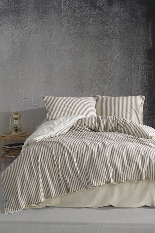 Chance 100% Cotton Yarn Dyed Washed King Size Duvet Cover Set 240*220