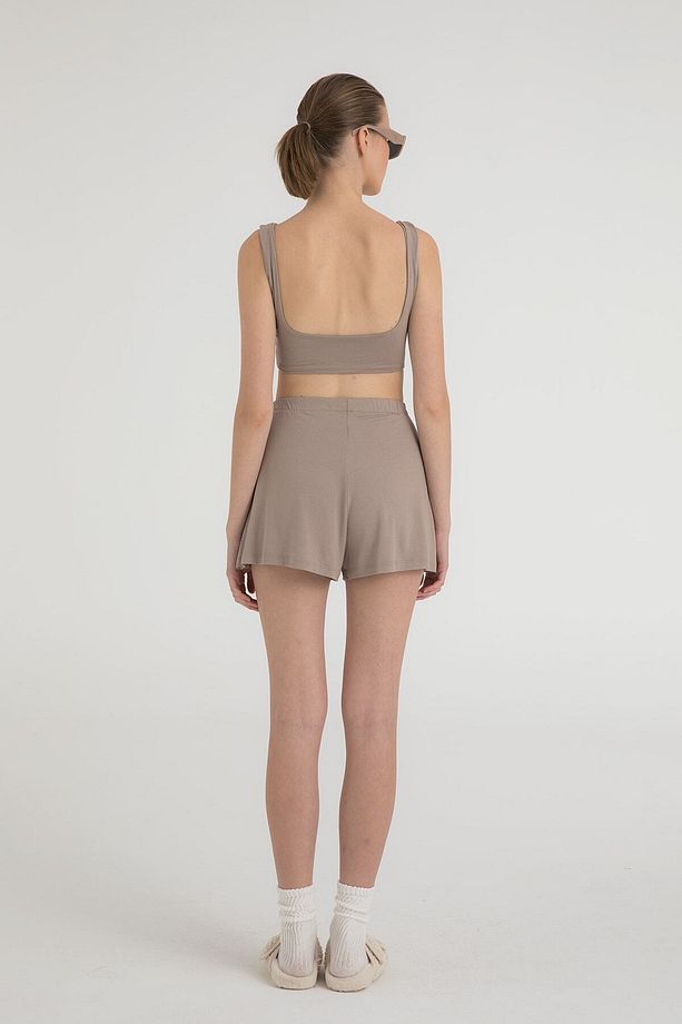Ultra Soft Lastikli Şort Vizon - 4
