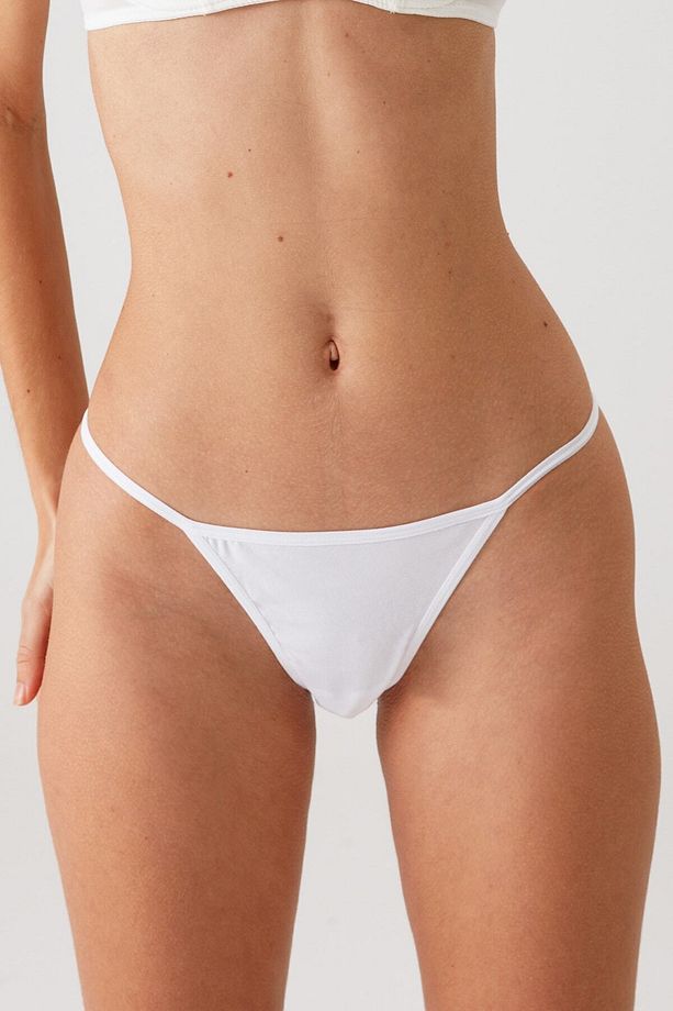 3'lü Ekonomik Paket Siyah-beyaz-ten 2039 V-thong Pamuklu Basic Düşük Bel Tanga - 2