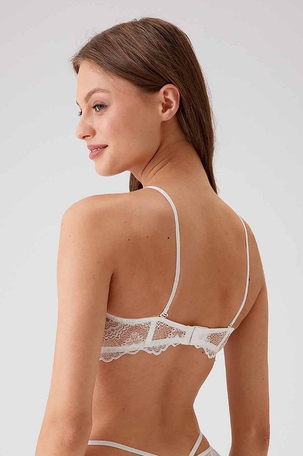 Kadın Ekru 4732 Balenli Soft Push Up Straplez Tek Sütyen - 4