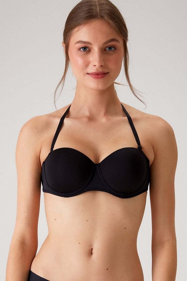 Kadın 6027 Pisa Destekli Push-up Straplez Multi Function Sütyen Siyah - 5