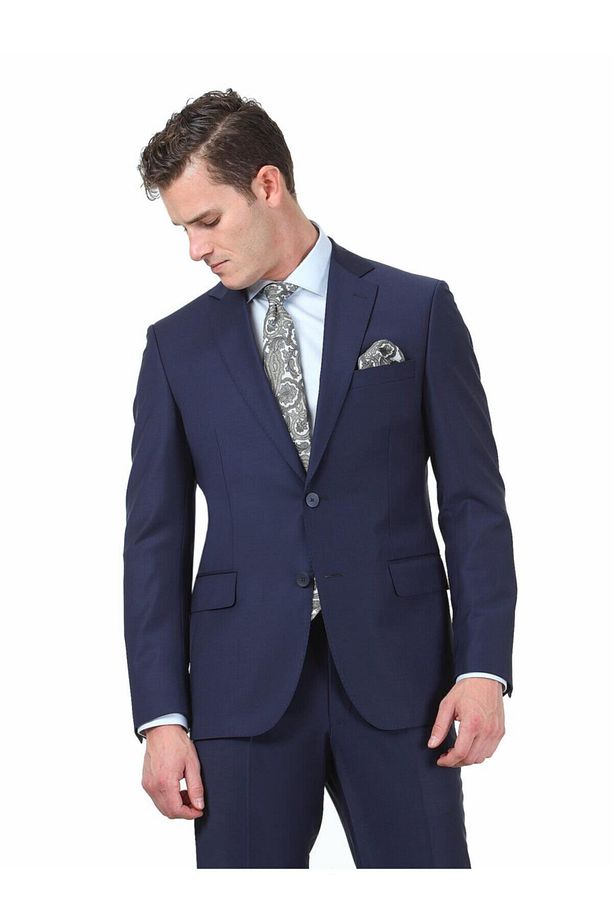 Saks Mavisi 4 Drop Regular Fit (RAHAT KALIP) Dokuma Takım Elbise - 1