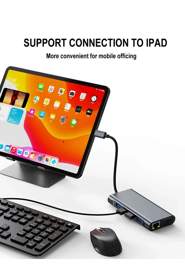 Macbook Uyumlu 11-in-1 tip-c USB 3.0 Hub 4K HDMI VGA PD RJ45 Adaptörü Çoklayıcı Çoğaltıcı - 3