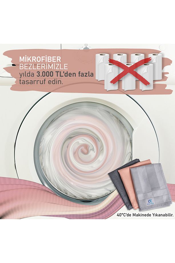 Mikrofiber Temizlik Bezi 40x40 Pembe 3'lü Set - Araç, Cam Ve Mutfak Temizliği Için Mikrofiber - 8