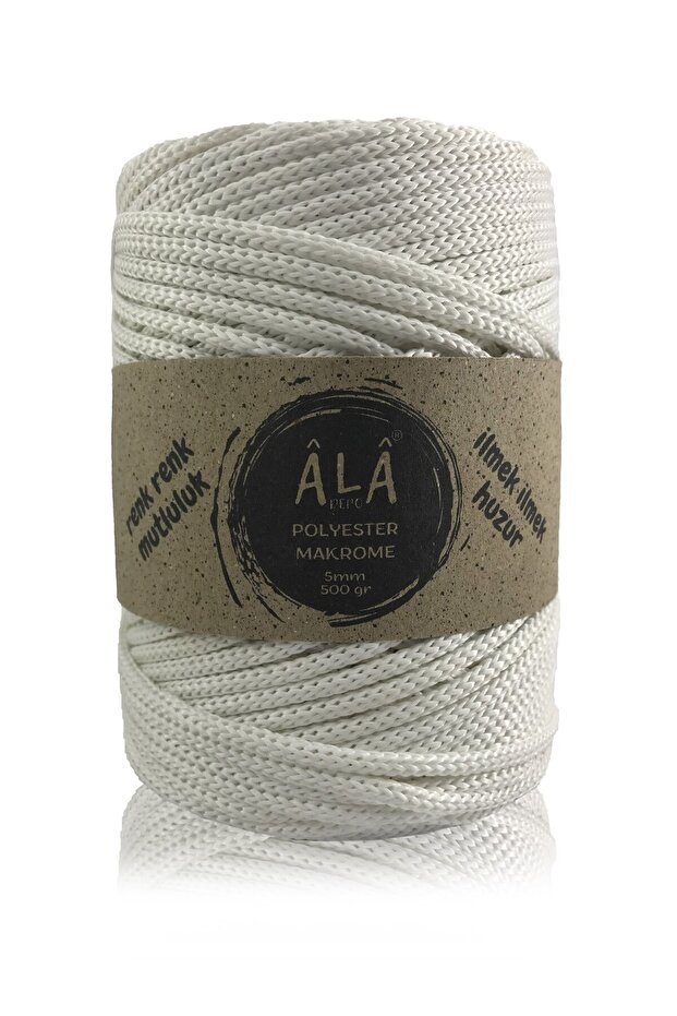 5mm Polyester Macramé Thread 500 Grams White