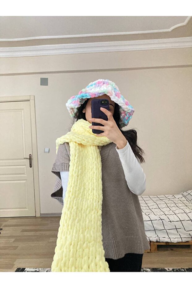 El Örgüsü Puffy Atkı Şal - 1