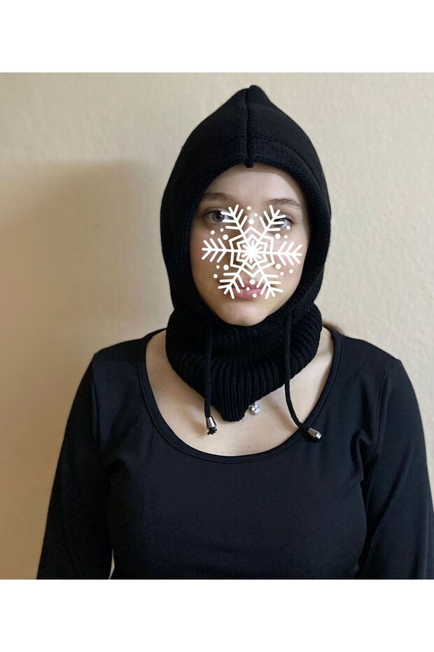 Knitwear String Beanie - Neck Collar - Winter Hijab Beanie - Hooded Ski Beanie - Balaklava Balaclava