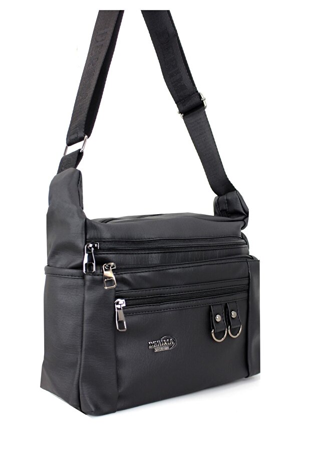 Women's Multi-Compartment Washed Leather Crossbody Bag
