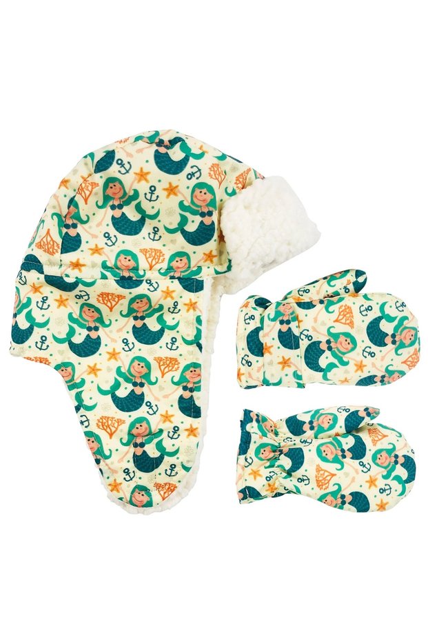Sux Proof Girl Child Beanie Gloves Set 1-4 Mourning Ski Snowboard Mermaid Mermaid