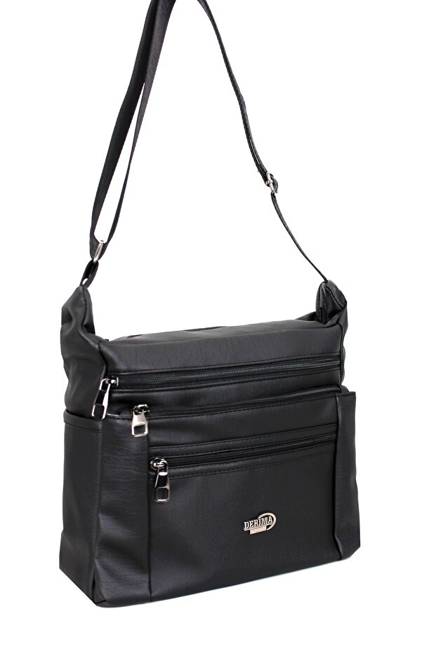 Women's Multi-Compartment Washed Leather Crossbody Bag