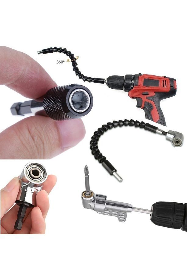 Matkap Için Vidalama Uç Seti Altıgen Hex Köşe Kör Vidalama Adaptörü Hızlı Bits Adaptör Esnek Hortum - 5