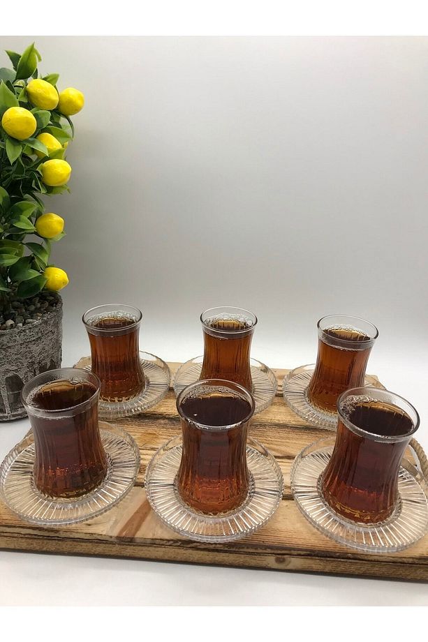 Linea Model Çay Takımı 12 Parça-6 Adet Linea Model Çay Tabağı 6 Adet Paşabahçe Elsyia Çay Bardağı - 4