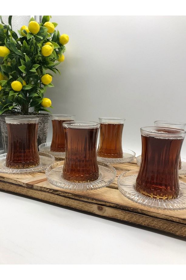 Linea Model Çay Takımı 12 Parça-6 Adet Linea Model Çay Tabağı 6 Adet Paşabahçe Elsyia Çay Bardağı - 1