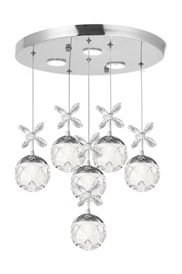 2560-5+1 6 Li Krom Led Avize - 1