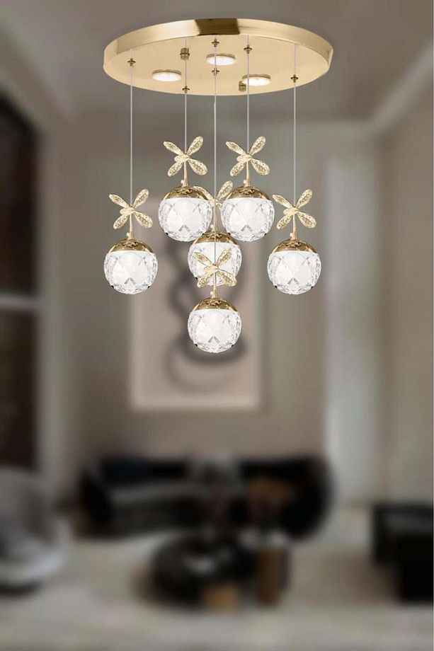 2560-5+1 6 Li Sarı Led Avize - 2