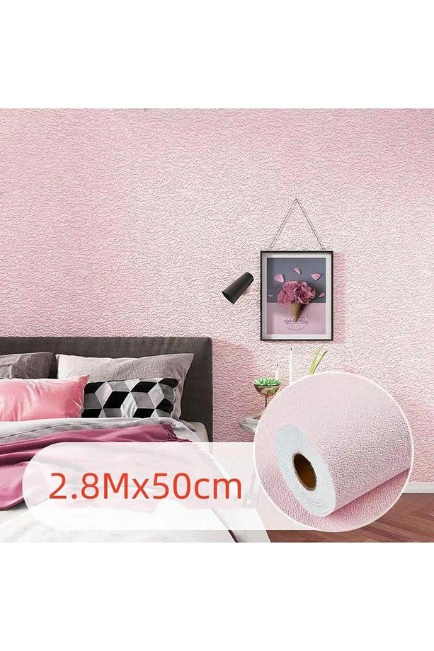 50x280cm Pembe Kendinden Yapışkanlı Isı Ve Ses Yalıtımını Destekler Boyanabilir Duvar Paneli Kağıdı - 1