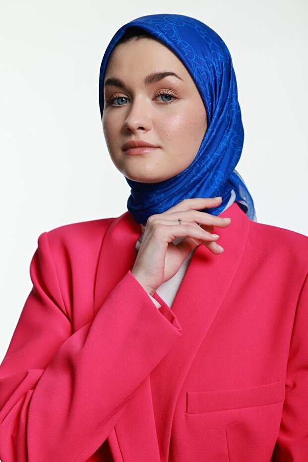 Mk Döngü Pamuk Eşarp Saks Mavisi - 1